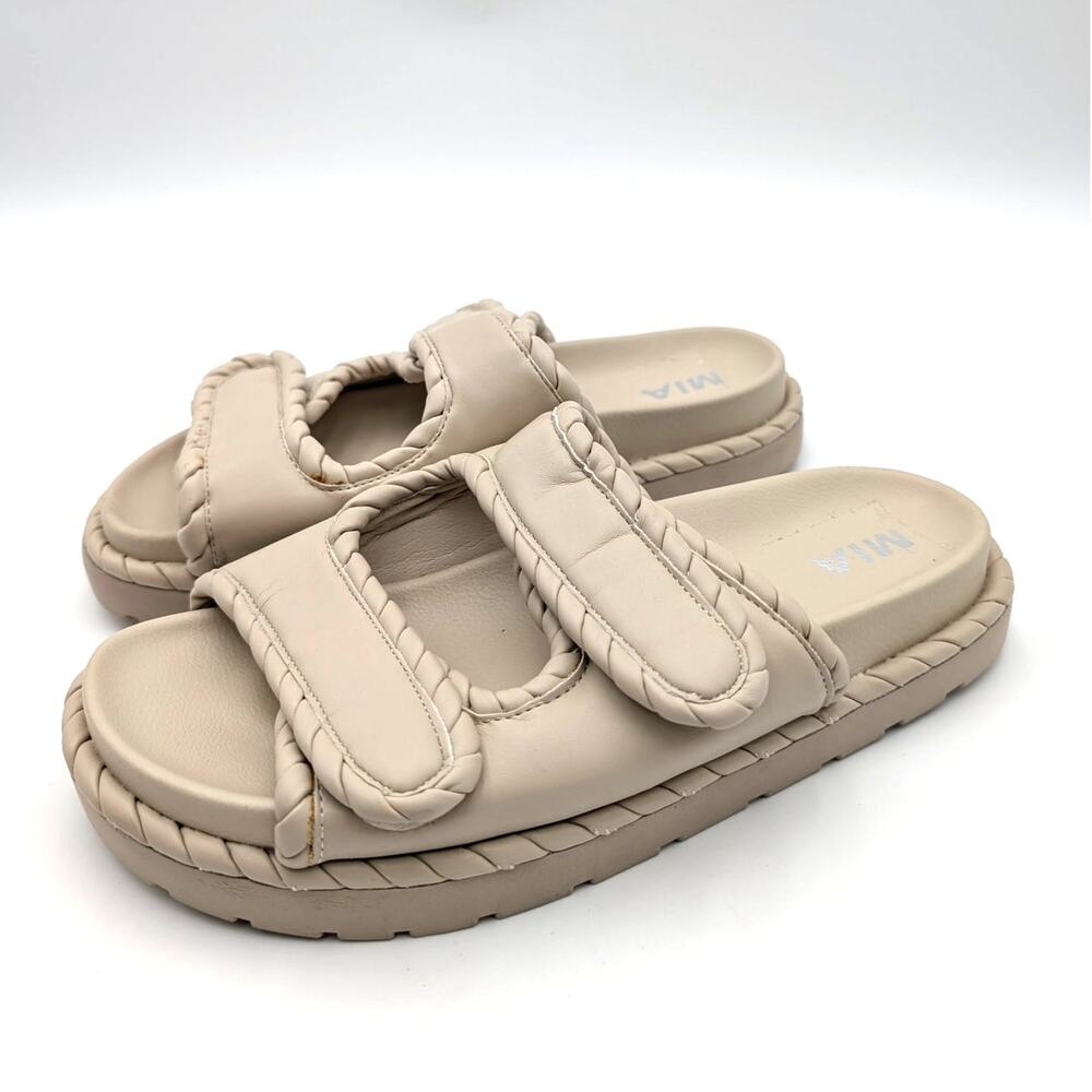 Mia Gemi Puffy Slide Sandals Open Round Toe Women's Beige Size US8.5M EU39